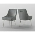 thumbnail image 6 of Inspired Home Donati Velvet Dining Chair Set of 2 Armless Knob Handle Stainless Steel Legs, Light Grey, 6 of 9