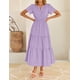 thumbnail image 4 of Vestido ZESICA casual de verano a media pierna para mujer, color morado, talla M, 4 of 4