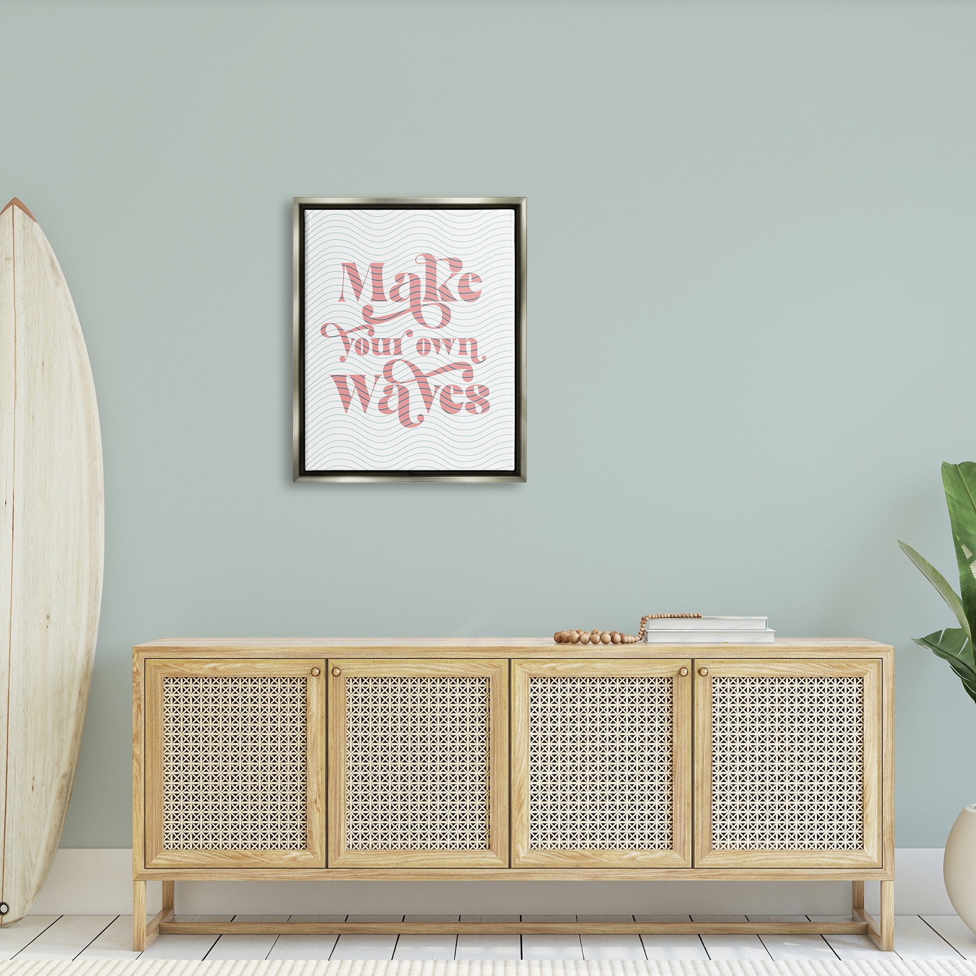 Stupell Industries Make Your Own Waves Groovy Patterned Stripes Graphic Art Luster Gray Floating Framed Canvas Print Wall Art, Design by Daphne Polselli