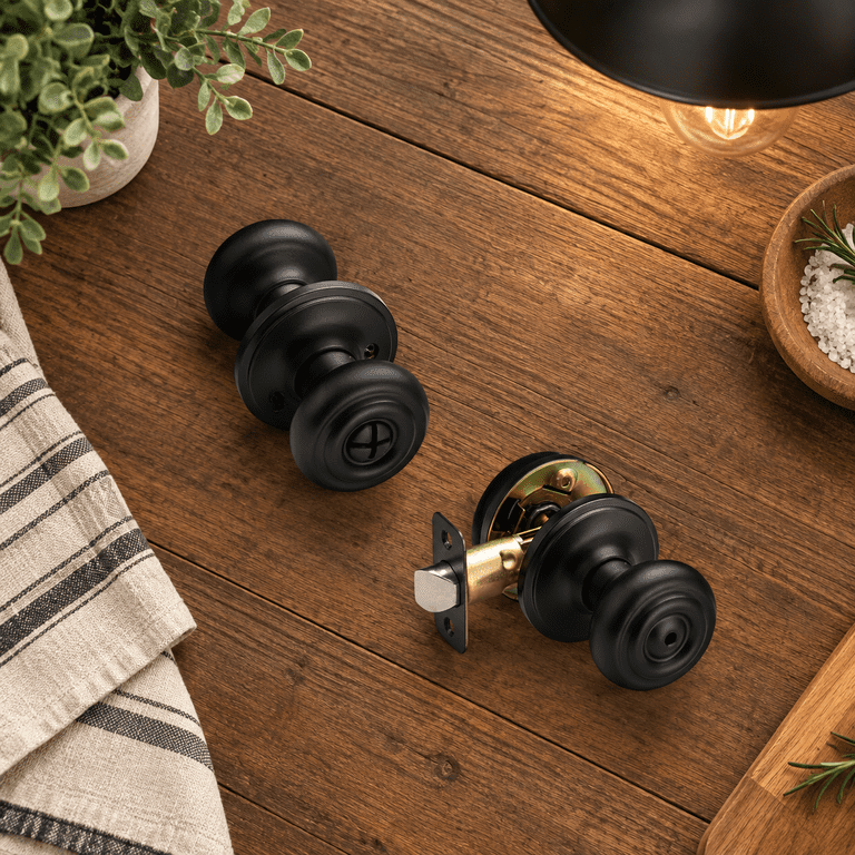 6 Pack Matt Black Door Knobs Interior With Turn Lock For - Walmart.com