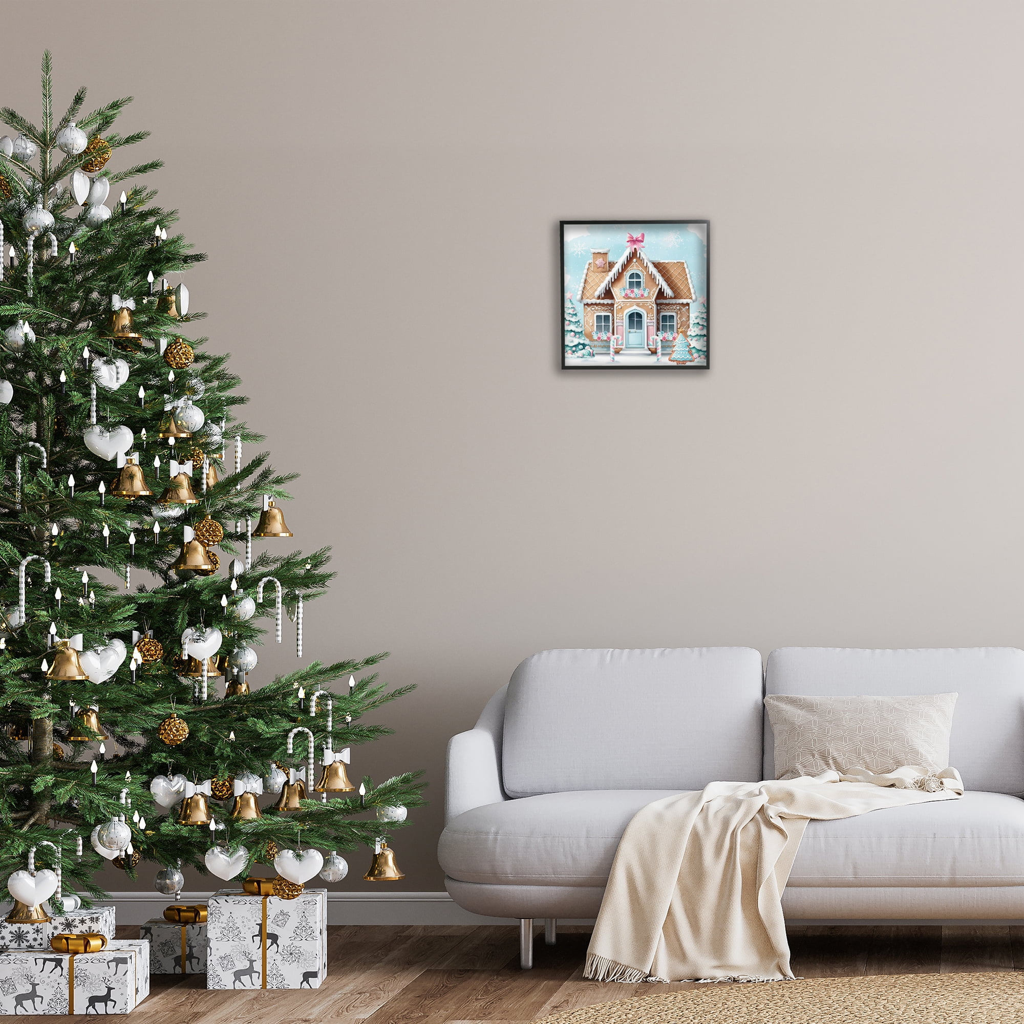 Stupell Industries Fancy Gingerbread House Holiday Painting Black Framed Art Prints Wall Art, 17 x 17