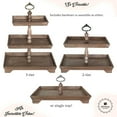 thumbnail image 3 of Large Rectangle Rustic Wood Three Tiered Tray, 3 Tier Serving for Coffee Bar, Kitchen Counter, Dining Farmhouse Table Decor, Cupcake Stand, Holiday - ZXNYH (Brown) with 3 Handles, 3 of 3