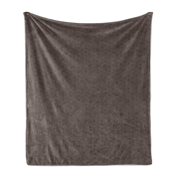 Abstract Soft Flannel Fleece Throw Blanket, Modern Illustration of Hexagonal Dotted Elements Geometric Feels, Cozy Plush for Indoor and Outdoor Use, 50" x 60", Taupe Grey Pastel Brown, by Ambesonne