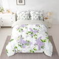thumbnail image 2 of Homewish Purple Flower Floral Bedding Comforter Set 7 Pieces for Women, Chic Marbling Abstract Full Bedding Set, Modern Fashion Reversible Fitted Sheet Flat Sheet, Lightweight Room Decor, 2 of 7