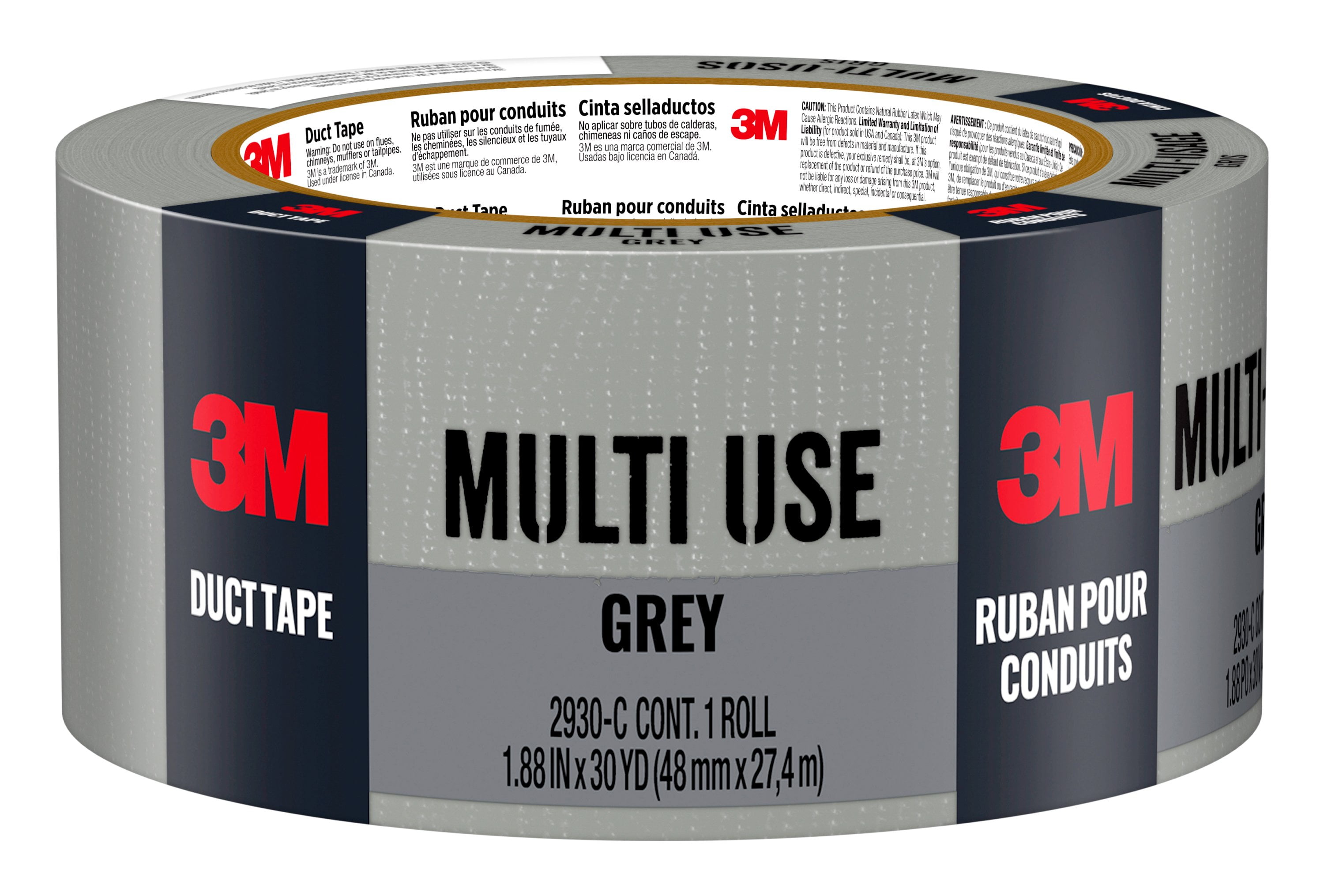 3M MultiUse Duct Tape, 1.88 in x 30 yd, Gray, 1 Roll/Pack Walmart