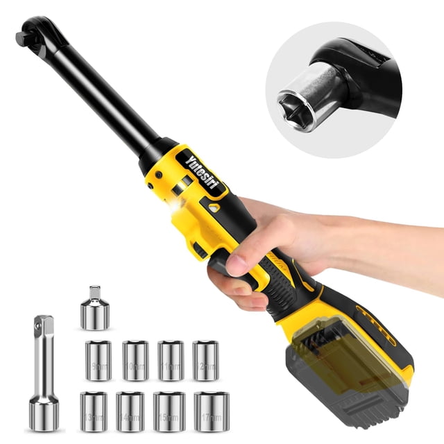 Llave de carraca inalámbrica Yutesiri 3/8" con cuello extendido de 15 cm