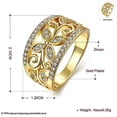 thumbnail image 6 of Gold Plated Wide Hollow Flower Butterfly Ring Cocktail Statement Anniversary Rings for Women Girlfriend CR098 (Gold, Size 9), 6 of 6