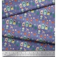 thumbnail image 2 of Soimoi Purple Modal Satin Fabric Owl & Tree Christmas Print Fabric by the Yard 42 Inch Wide, 2 of 3