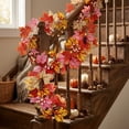 thumbnail image 4 of 6.56ft Artificial Maple Leaf and Pumpkin Garland, Autumn Thanksgiving Vine for Door, Mantel, Stair Rail, Table, Harvest Display and Seasonal Home Decor, C, 4 of 6