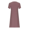 thumbnail image 4 of Casual Summer Dresses For Women Sevevn Women's Fashion Casual Solid Color Button Round-Neck Irregular Dress, 4 of 6