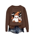 thumbnail image 2 of Inverlee Halloween Sweatshirts for Women Cute Pumpkin Ghost Graphic T-shirt Soft Round Neck Sweatshirt Short Sleeve Dressy Casual Pullover Tops Halloween Gifts, 2 of 5