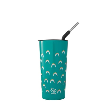 S'ip by S'well Vacuum Insulated Stainless Steel Takeaway Tumbler, Double Rainbow, 24 oz