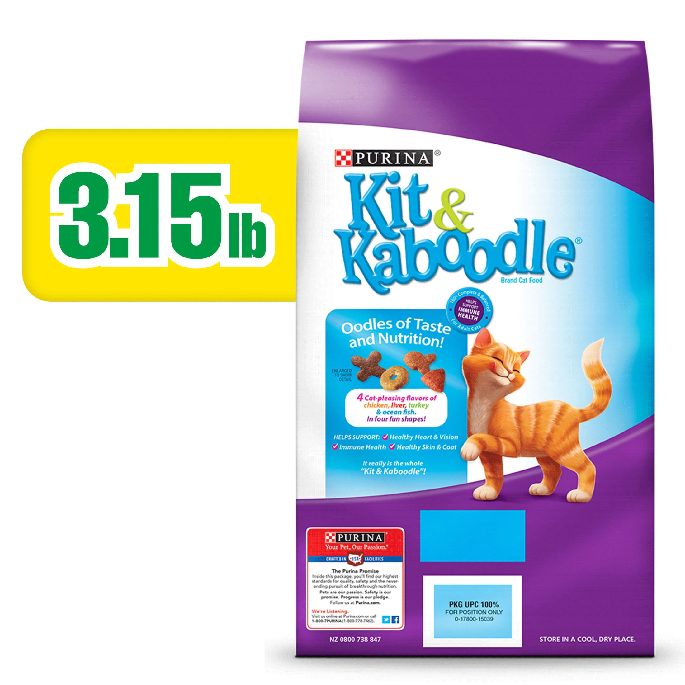 Purina Kit & Kaboodle Dry Cat Food, Original, 3.15 lb. Bag
