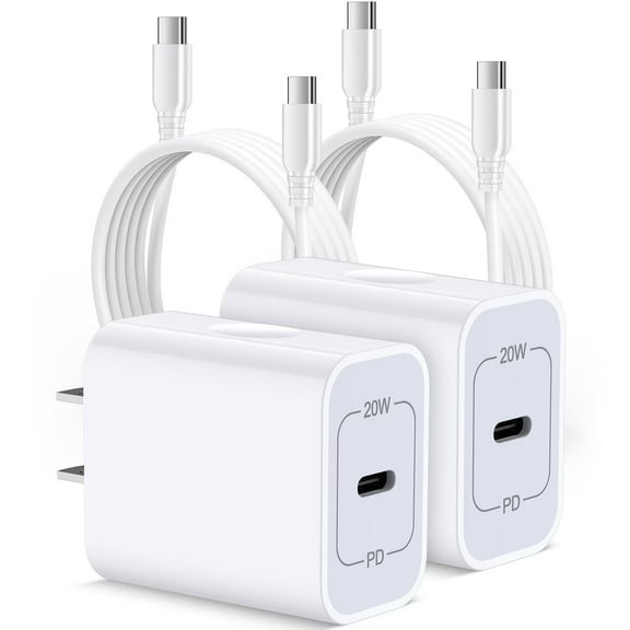 USB C Charger,AILKIN 20W PD 2PACK USB C Charger Block with 2PACK USB C Cables 6ft Type C Charger Fast Charging USB C Block Plug for Phone 15 Charger