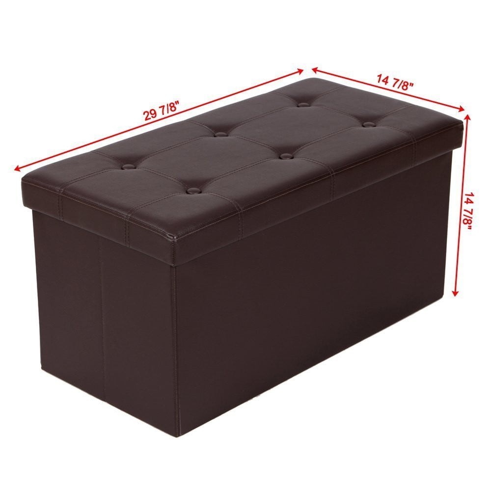 Ottoman with Storage, Rectangle Leather Ottoman Footrest Foot Stool, Folding Ottoman for Room