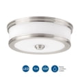 thumbnail image 3 of Progress Lighting Bezel Collection 1-Light LED Flush Mount, Brushed Nickel, Etched White Glass Shade, 3 of 3