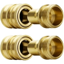 YAMATIC Solid Brass Garden Hose Quick Connect Set, 3/4 Inch GHT Solid Brass, Water Hose Quick Connect Fittings (2 Sets)