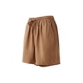 thumbnail image 6 of FRSASU Women's Summer Cotton Linen Shorts Elastic Waist Drawstring Casual Hiking Bermuda Shorts Khaki, 6 of 6