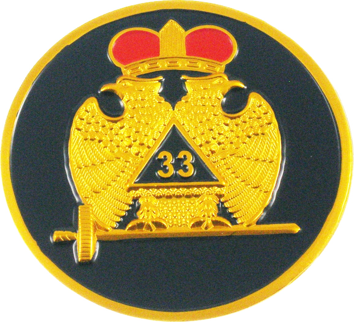 33rd Degree Wings Down Round Car Emblem [Gold 2.75"]