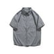 thumbnail image 2 of Mens Manga Corta Botón Abajo Camisas con Bolsillo, Moda Retro Turndown Cuello Blusa para Casual Y Diario, 2 of 9