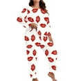 thumbnail image 4 of Lorytime Plus Size Womens Pajama Sets Valentines Mouth Plus Size Crewneck Long Sleeve Tops and Pants Homewear Red 3XL, 4 of 5