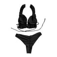thumbnail image 4 of Wycnly Sexy Swimsuits for Women Bikini Sets Ruffle Strappy 2 Pieces Swimsuits Split Bathing Suits Sleeveless V-Neck Solid Swimwears Black S Clothes, 4 of 7