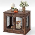 thumbnail image 1 of YUSAZENS Meuble Cage pour Animaux à Double Porte de 31 Pouces, Niche en Bois avec Roues Verrouillables, Fini Brun Rustique, 1 of 9