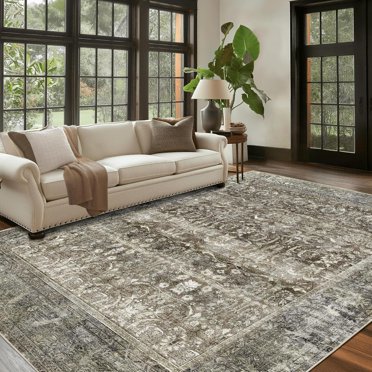 Dark Green Oushak 5x7 Living Room Rug Modern Vintage Boho Eclectic