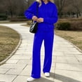 thumbnail image 4 of Womens Solid Color Full Zip Hoodie Tracksuit Long Sleeve with Pockets Drawstring Waist Jogger Pants Loose Fit Comfortable Sets Casual Fall Winter Lounge Wear Two Piece Tracksuit, 4 of 8
