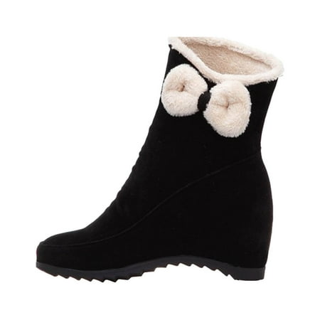 

BELLZELY Wide Width Women Shoes Clearance Slope Heeled Snow Boots Bow Tassels Elevated Short Oots