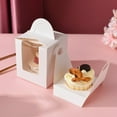 thumbnail image 3 of Hzzsbu Cupcake Boxes, 10 Pcs Single Paper Cupcake Holder Containers, Candy Cookies Desserts Gift Boxes with Window and Handle for Wedding Birthday Party, 3 of 7