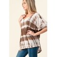 thumbnail image 3 of Mint Plus Pink - Linen Handmade Tie Dye V Neck Short Sleeve Top | Made in USA, 3 of 5