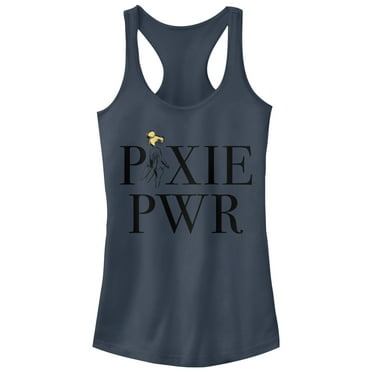 Junior's Peter Pan Tinker Bell Pixie Power  Racerback Tank Top Indigo Medium
