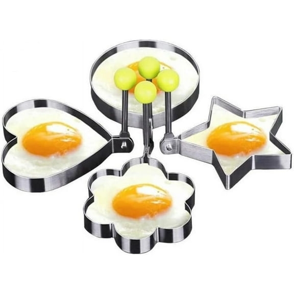 4pcs/Set Egg Mold Stainless Steel Omelette Egg Frying Mold Love Flower Star Shape Egg Pancake Ring Kitchen Tool