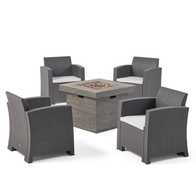 Noble House Bedrock Ensemble de Conversation Extérieur 4 Places avec Foyer Gris