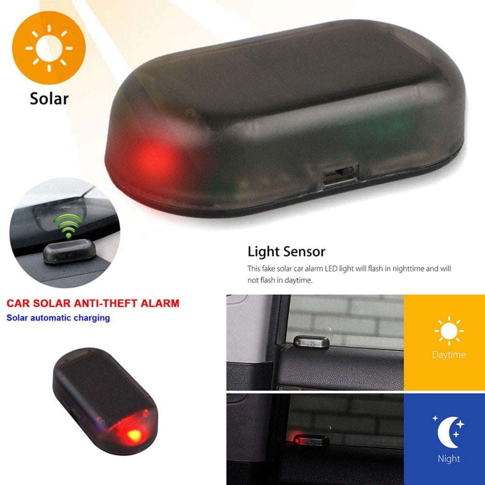 Car Auto Sensitive Alarm 6 Blue LED Solar Power Warning Flashing Light Security 