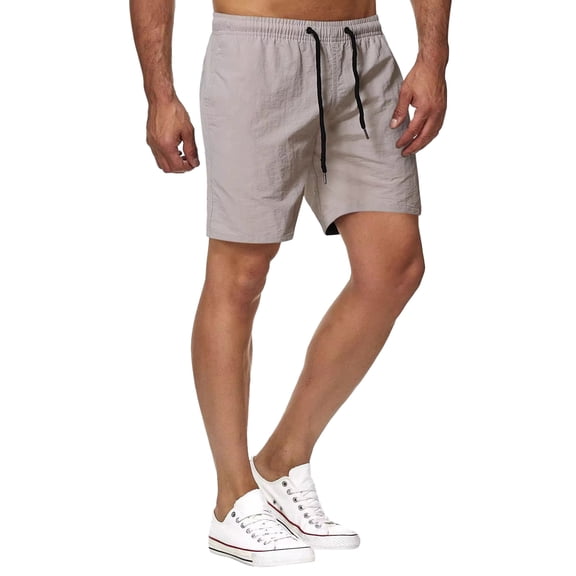alcepopk Men's Casual Shorts Summer Beach Shorts Lightweight Drawstring Elastic Waist Golf Shorts(Grey,M)