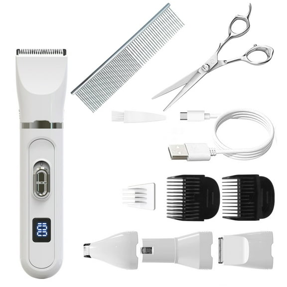 SNNROO Pet Clippers Electric Dog Grooming Clippers Cordless Dog Trimmer Low Noise, Rechargeable Dog Hair Clippers Set Professional Grooming Clippers for Dogs Cats