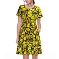 thumbnail image 1 of Bixox Robe d'Été à Manches Courtes pour Femmes Robe Ample Longueur Genou avec Poches-Butterflies Jaunes, 1 of 7