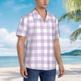 thumbnail image 5 of Daiia Purple Checkboard Hawaiian Shirt for Men Gentle Cotton Regular Short Sleeve Casual-3X-Large, 5 of 9