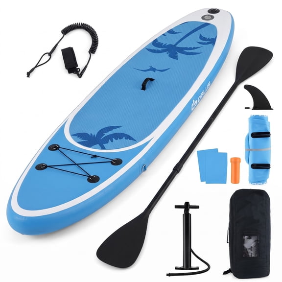 Airfind Inflatable Stand Up Paddle Board with Triple Fins and Aluminum Paddle for Adults Cruising on Lakes, Blue and White