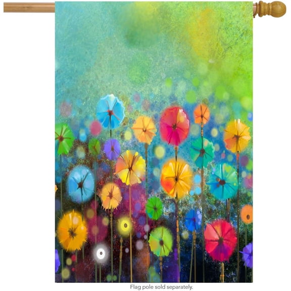Seasonal Nature Spring Summer Autumn Winter Flowers Double Sided House Flag Garden Banner 28" x 40",Floral Watercolor Rainbow Dandelion Poppy Garden Flags for Yard Outdoor Decoration