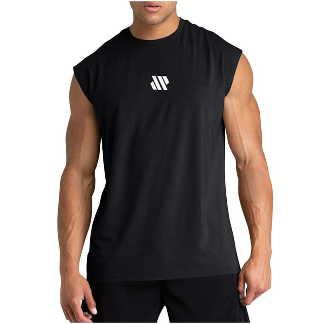Hyknon Tank Tops Men Fashionable Round-neck Solid Color Mesh Quick Drying Sleeveless Top Summer Fashion Soft Breathable Loose Fitting Pullover Workout Tops
