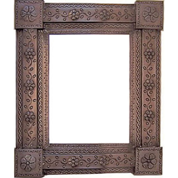 Medium-Size Brown Bower Tin Mirror