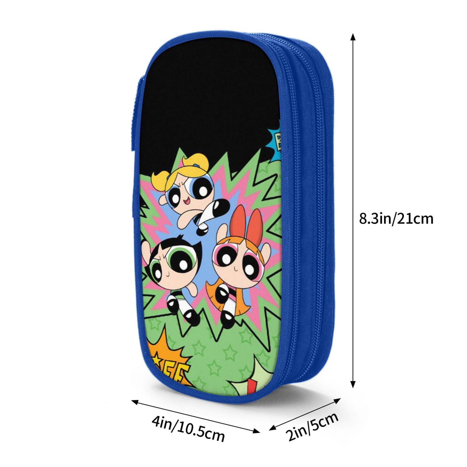 The Powerpuff Gi-rls Pencil Case Large Capacity Pencil Pouch Penbag Office Stationery Organizer Travel Makeup Bag Blue