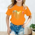 thumbnail image 2 of Curuila Kid Girls Tops Cartoon Print Crew Neck Short Sleeve Tee Summer Casual Loose T Shirt Orange Size 10-12 Years, 2 of 5
