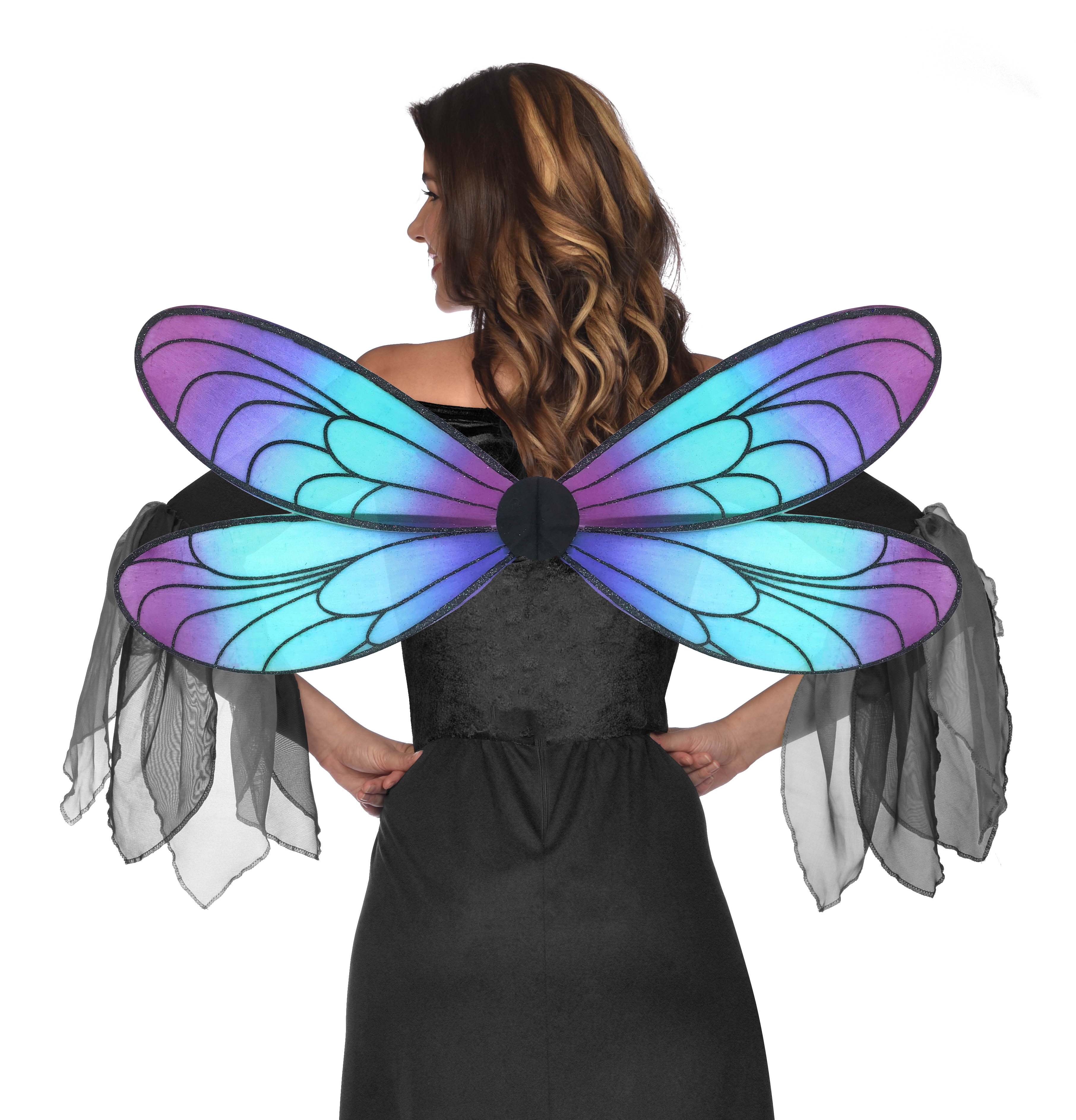 WAY TO CELEBRATE! Way To Celebrate Halloeen Dress Up Dragonfly Wings-Purple And Blue Adult Female
