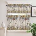 thumbnail image 2 of 3 Piece Kitchen Curtains and Valances Set Spring Floral Cafe Curtains 36 Inch Length Daisy Sunflowers Wisteria Hummingbird Beige Valance & Tier Curtain for Living Room Bedroom 54"x18"+27"x36"*2, 2 of 6