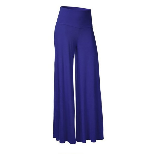 Pantalones de cintura alta y pierna ancha para mujer: elásticos, informales/para el trabajo/yoga, tejido de punto, para todas las estaciones, color liso, lavables a máquina/a mano, tallas S-XL.