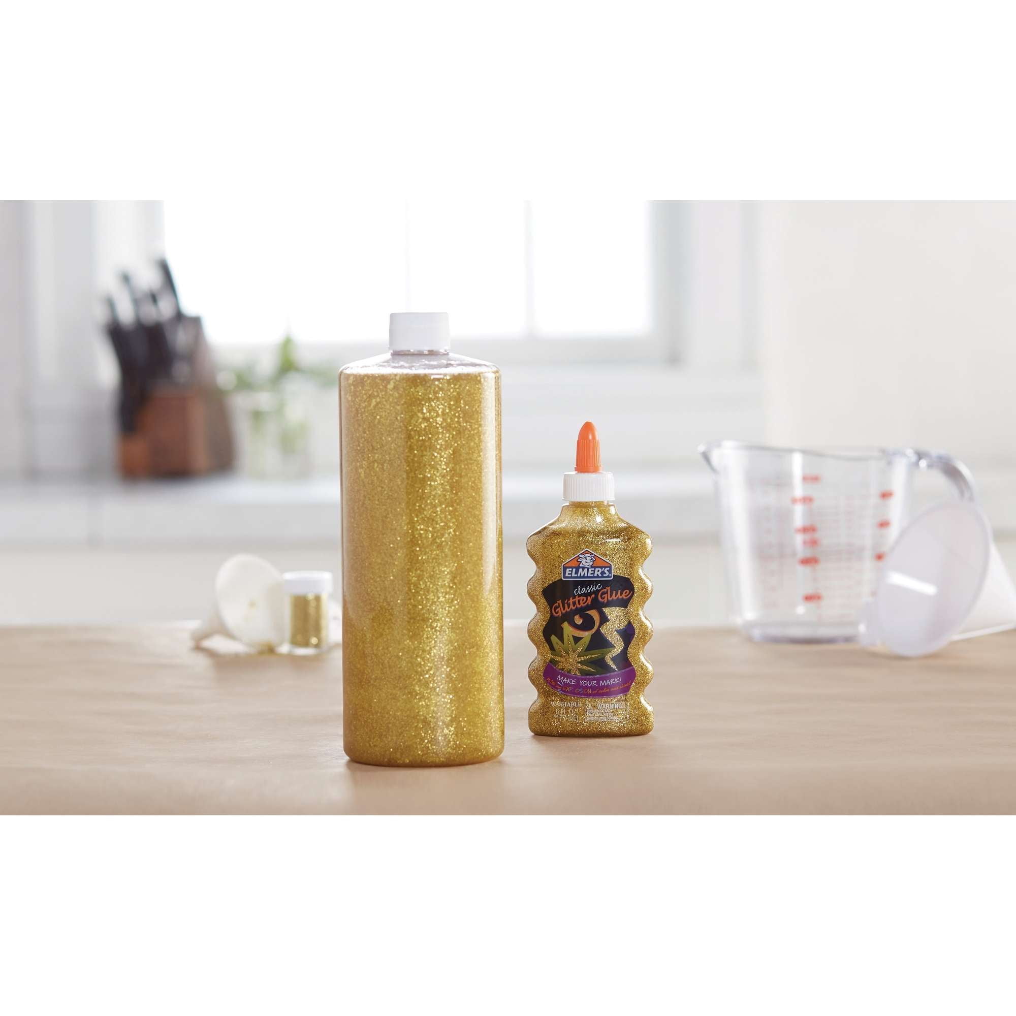 (3 pack) Elmer's Liquid Glitter Glue, Washable, Gold, 6 Ounces, 1 Count - Great for Making Slime